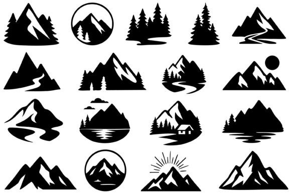 Download Mountain and Pine Tree Silhouette - Pine tree Collection