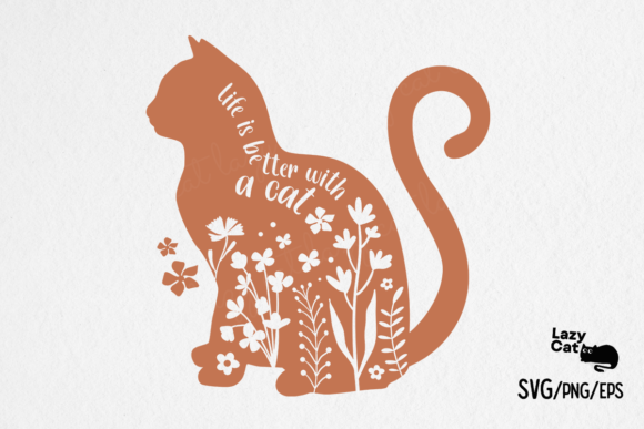 Download Cat Flower Quote SVG Design - Premium Bundle